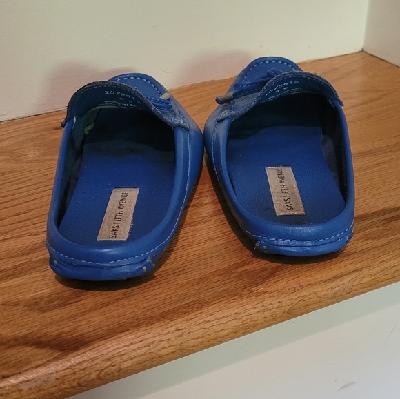 Saks Fifth Avenue Blue Leather Slip-on Loafers - Picture 2 of 7